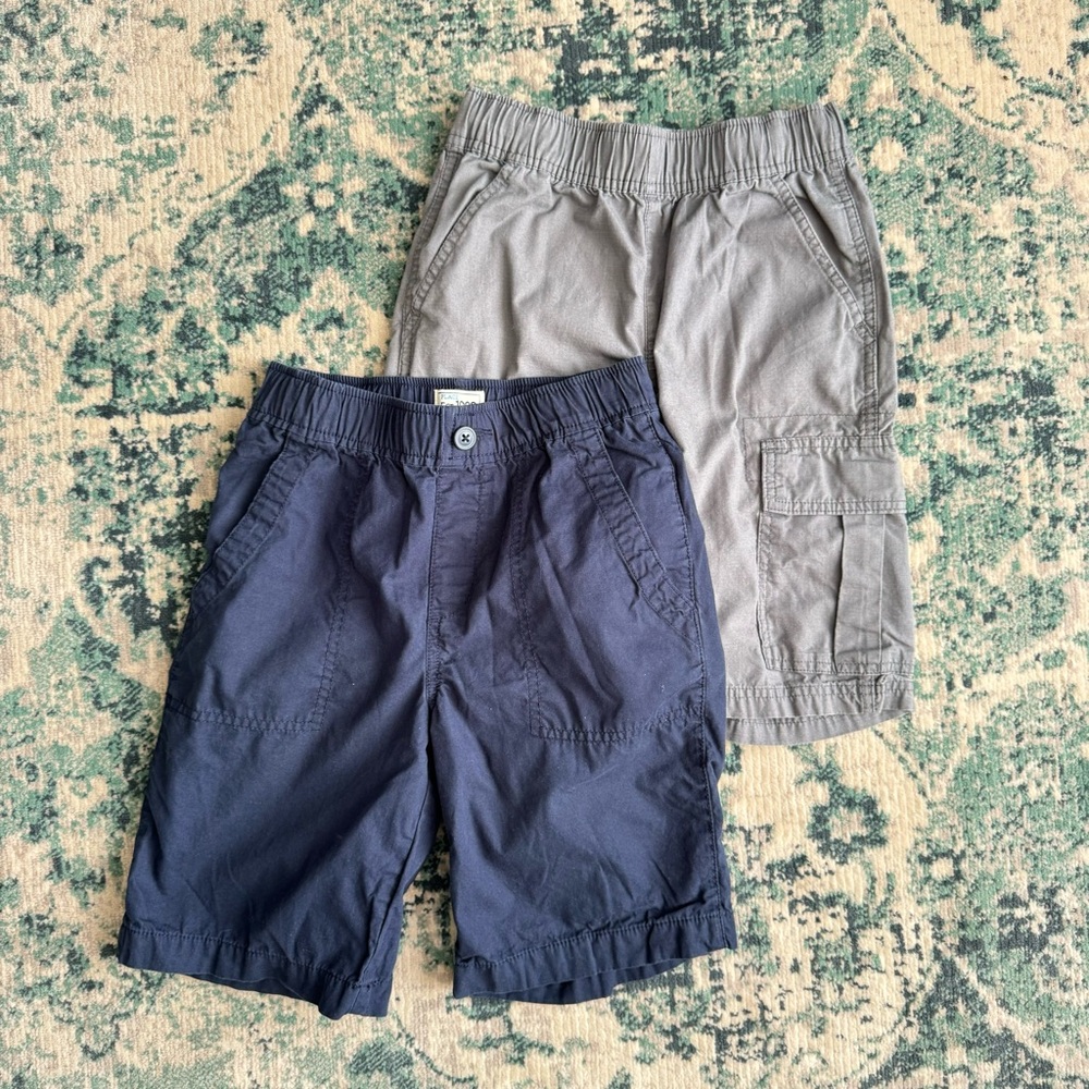 2 Pair Boys Children’s Place Cargo/Uniform Shorts Blue/Gray Size 10
